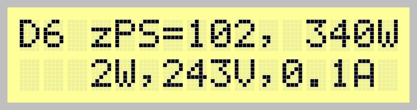 Экран: D6 zPS=102, 340W 2W,243V,0.1A